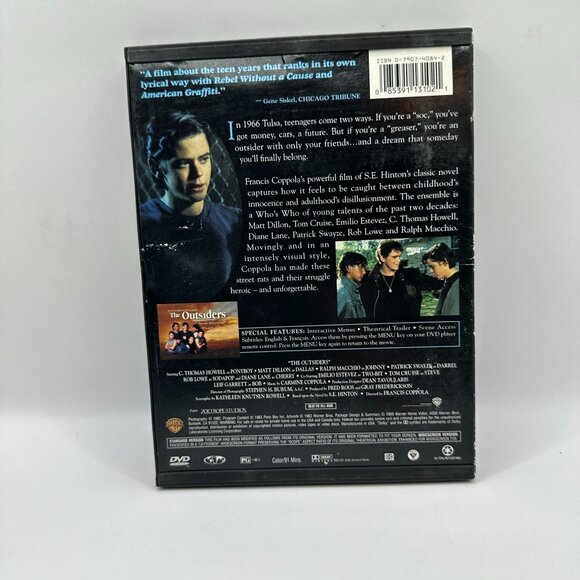 The Outsiders DVD 1983 Francis Ford Coppola Drama Zoetrope Studios Classic Movie - Picture 2 of 3